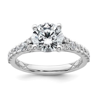 14k White Gold 2 1/2 carat Certified Lab Grown Diamond VS+ F+ Round Complete Engagement Ring