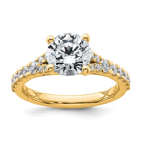 14K Yellow Gold 2.50 Carat Certified Lab Grown Diamond VS SI+ G+ Round Complete Engagement Ring