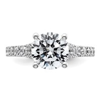14K White Gold 3 Carat Lab Grown Diamond VS SI+ G+ Round Complete Engagement Ring view 4