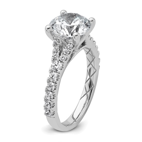 14k White Gold 3 carat Lab Grown Diamond VS/SI+ G+ Round Complete Engagement Ring