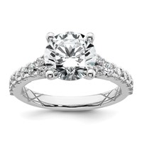14K White Gold 3 Carat Lab Grown Diamond VS SI+ G+ Round Complete Engagement Ring view 1