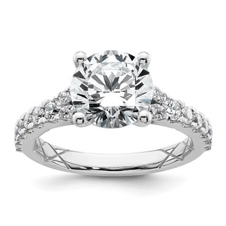 14k White Gold 3 carat Lab Grown Diamond VS/SI+ G+ Round Complete Engagement Ring