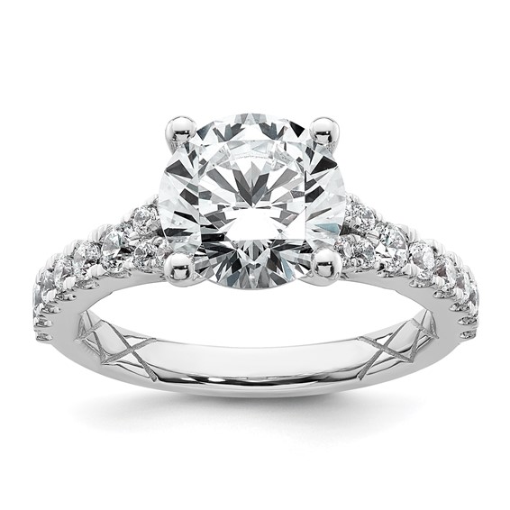 14k White Gold 3 carat Lab Grown Diamond VS/SI+ G+ Round Complete Engagement Ring