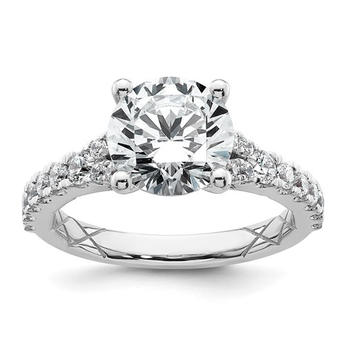 14K White Gold 3 Carat Lab Grown Diamond VS SI+ G+ Round Complete Engagement Ring