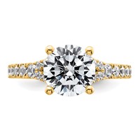 14K Yellow Gold 3 Carat Certified Lab Grown Diamond VS+ F+ Round Complete Engagement Ring view 4