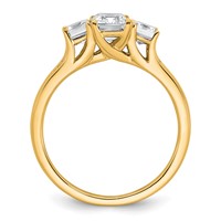 14K Yellow Gold 1.62 Carat Lab Grown Diamond VS+ F+ Emerald Complete Three Stone Engagement Ring view 2