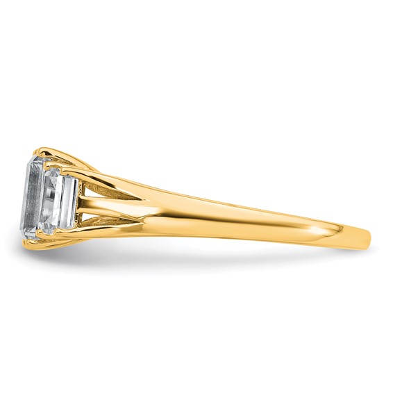 Gold Diamond Emerald-cut 3-Stone Bridal Rings