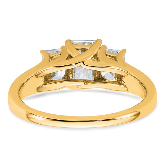 Gold Diamond Emerald-cut 3-Stone Bridal Rings