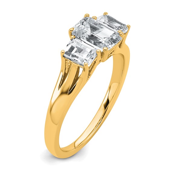 Gold Diamond Emerald-cut 3-Stone Bridal Rings