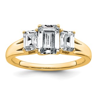 Gold Diamond Emerald-cut 3-Stone Bridal Rings