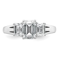 14K White Gold 1.62 Carat Certified Lab Grown Diamond VS+ F+ Emerald Complete Three Stone Engagement Ring view 4