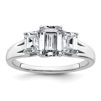 14K White Gold 1.62 Carat Certified Lab Grown Diamond VS+ F+ Emerald Complete Three Stone Engagement Ring view 1