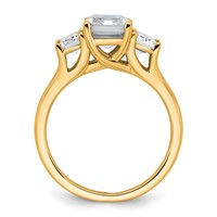 14K Yellow Gold 3.33 Carat Lab Grown Diamond VS+ F+ Emerald Complete Three Stone Engagement Ring view 2