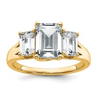 14K Yellow Gold 3.33 Carat Lab Grown Diamond VS+ F+ Emerald Complete Three Stone Engagement Ring view 1