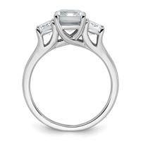14K White Gold 3.33 Carat Certified Lab Grown Diamond VS+ F+ Emerald Complete Three Stone Engagement Ring view 2