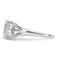 14K White Gold 3.33 Carat Certified Lab Grown Diamond VS+ F+ Emerald Complete Three Stone Engagement Ring view 3