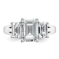 14K White Gold 3.33 Carat Certified Lab Grown Diamond VS+ F+ Emerald Complete Three Stone Engagement Ring view 4