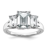 14K White Gold 3.33 Carat Certified Lab Grown Diamond VS+ F+ Emerald Complete Three Stone Engagement Ring view 1