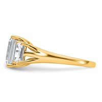 14K Yellow Gold 3.33 Carat Certified Lab Grown Diamond VS+ F+ Emerald Complete Three Stone Engagement Ring view 3