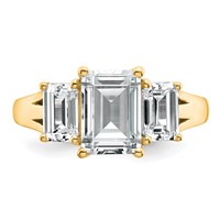 14K Yellow Gold 3.33 Carat Certified Lab Grown Diamond VS+ F+ Emerald Complete Three Stone Engagement Ring view 4
