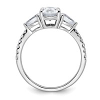 14K White Gold 0.62 Carat Lab Grown Diamond VS+ F+ Oval Ring with Pear Semi Mount Three Stone Engagement view 2