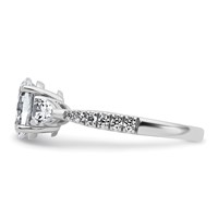 14K White Gold 0.62 Carat Lab Grown Diamond VS+ F+ Oval Ring with Pear Semi Mount Three Stone Engagement view 3