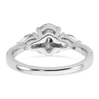 14K White Gold 0.62 Carat Lab Grown Diamond VS+ F+ Oval Ring with Pear Semi Mount Three Stone Engagement view 5