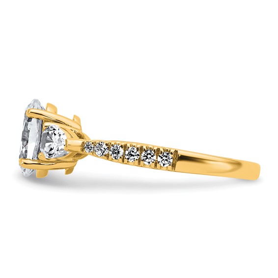 Gold Diamond Oval and Pear 3-Stone Bridal Rings