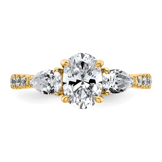 Gold Diamond Oval and Pear 3-Stone Bridal Rings