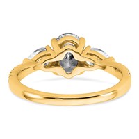 14K Yellow Gold 0.62 Carat Lab Grown Diamond VS+ F+ Oval Ring with Pear Semi Mount Three Stone Engagement view 5