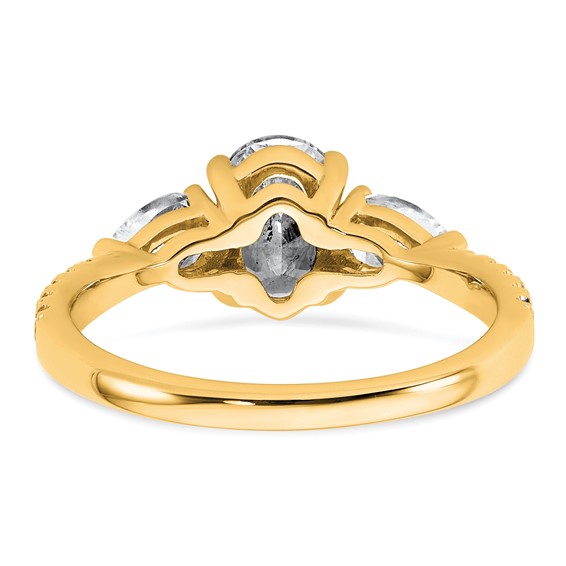 Gold Diamond Oval and Pear 3-Stone Bridal Rings