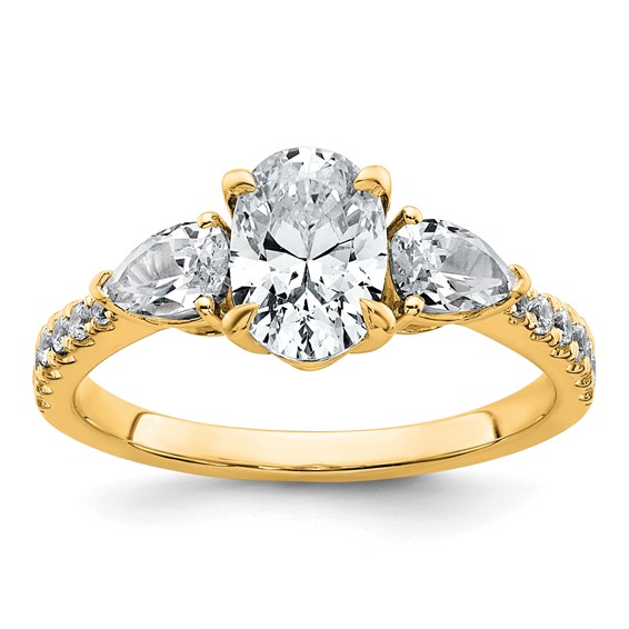 Gold Diamond Oval and Pear 3-Stone Bridal Rings
