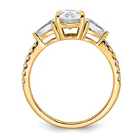 14K Yellow Gold 1.62 Carat Certified Lab Grown Diamond VS+ F+ Oval Ring with Pear Complete Three Stone Engagement view 2