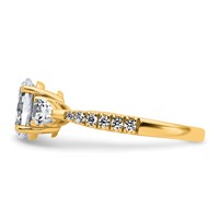 14K Yellow Gold 1.62 Carat Certified Lab Grown Diamond VS+ F+ Oval Ring with Pear Complete Three Stone Engagement view 3