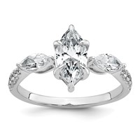 14K White Gold 1.50 Carat Lab Grown Diamond VS+ F+ Marquise Complete Three Stone Engagement Ring view 1