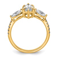 14K Yellow Gold 1.50 Carat Lab Grown Diamond VS+ F+ Marquise Complete Three Stone Engagement Ring view 2