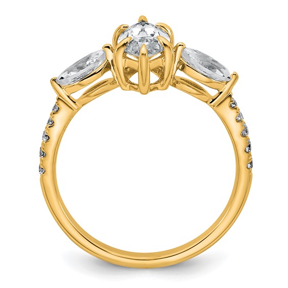Gold Diamond Marquise 3-Stone Bridal Rings