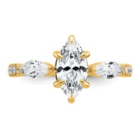 14K Yellow Gold 1.50 Carat Lab Grown Diamond VS+ F+ Marquise Complete Three Stone Engagement Ring view 4