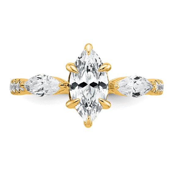 Gold Diamond Marquise 3-Stone Bridal Rings