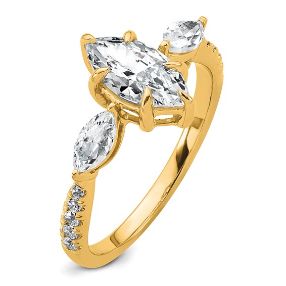 Gold Diamond Marquise 3-Stone Bridal Rings
