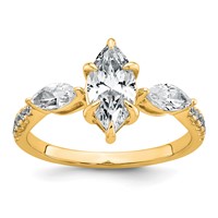 14K Yellow Gold 1.50 Carat Lab Grown Diamond VS+ F+ Marquise Complete Three Stone Engagement Ring view 1