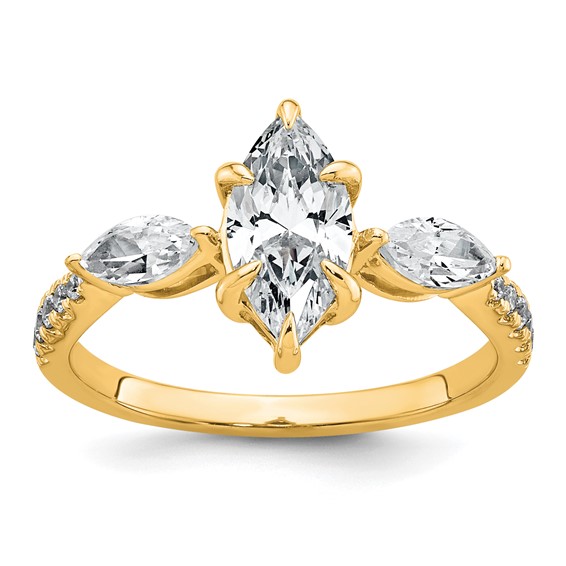 Gold Diamond Marquise 3-Stone Bridal Rings