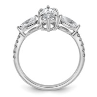 14K White Gold 1.50 Carat Certified Lab Grown Diamond VS+ F+ Marquise Complete Three Stone Engagement Ring view 2