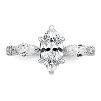 14K White Gold 1.50 Carat Certified Lab Grown Diamond VS+ F+ Marquise Complete Three Stone Engagement Ring view 4