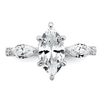 14K White Gold 2.17 Carat Lab Grown Diamond VS+ F+ Marquise Complete Three Stone Engagement Ring view 4