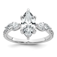 14K White Gold 2.17 Carat Lab Grown Diamond VS+ F+ Marquise Complete Three Stone Engagement Ring view 1