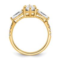 14K Yellow Gold 2.17 Carat Certified Lab Grown Diamond VS+ F+ Marquise Complete Three Stone Engagement Ring view 2