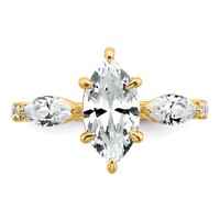 14K Yellow Gold 2.17 Carat Certified Lab Grown Diamond VS+ F+ Marquise Complete Three Stone Engagement Ring view 4