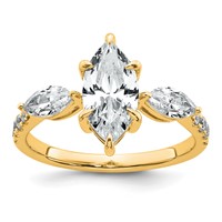 14K Yellow Gold 2.17 Carat Certified Lab Grown Diamond VS+ F+ Marquise Complete Three Stone Engagement Ring view 1