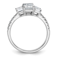 14K White Gold 1.75 Carat Lab Grown Diamond VS+ F+ Emerald Complete Three Stone Engagement Ring view 2